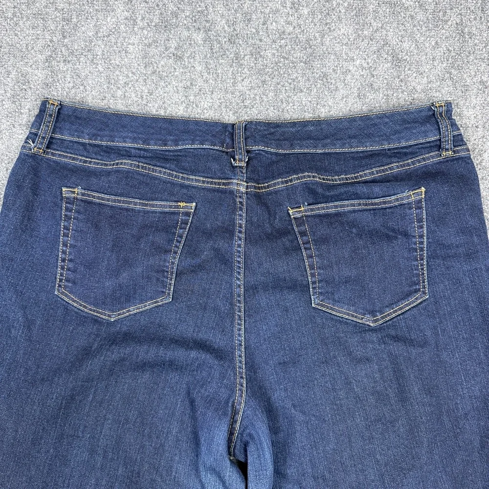 St‎ Johns Bay Bootcut Jeans Womens 20W Dark Wash Stretch Denim Plus Size Blue